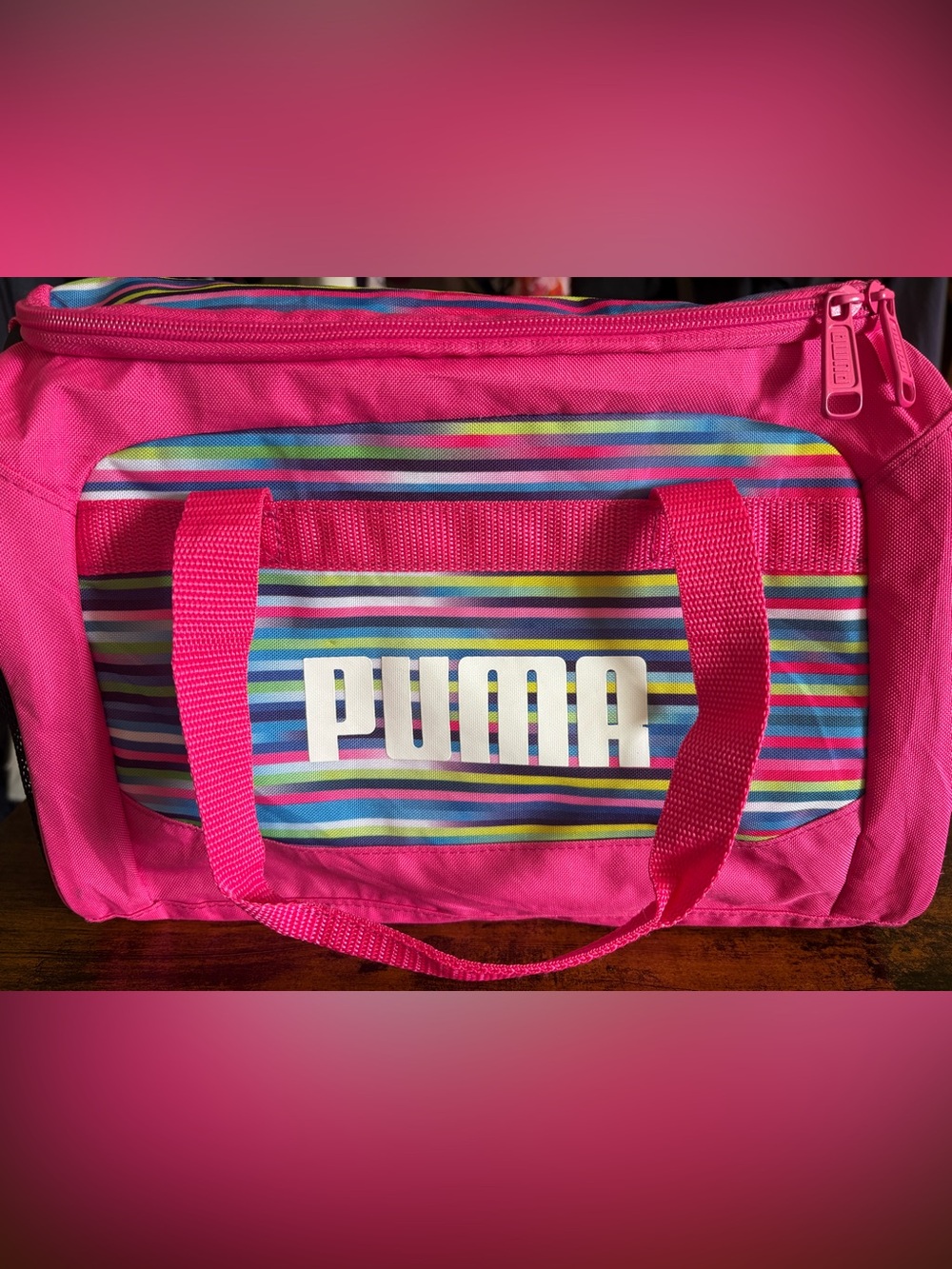 💥 PUMA Evercat Transformation Pink Stripe Junior Duffel Bag